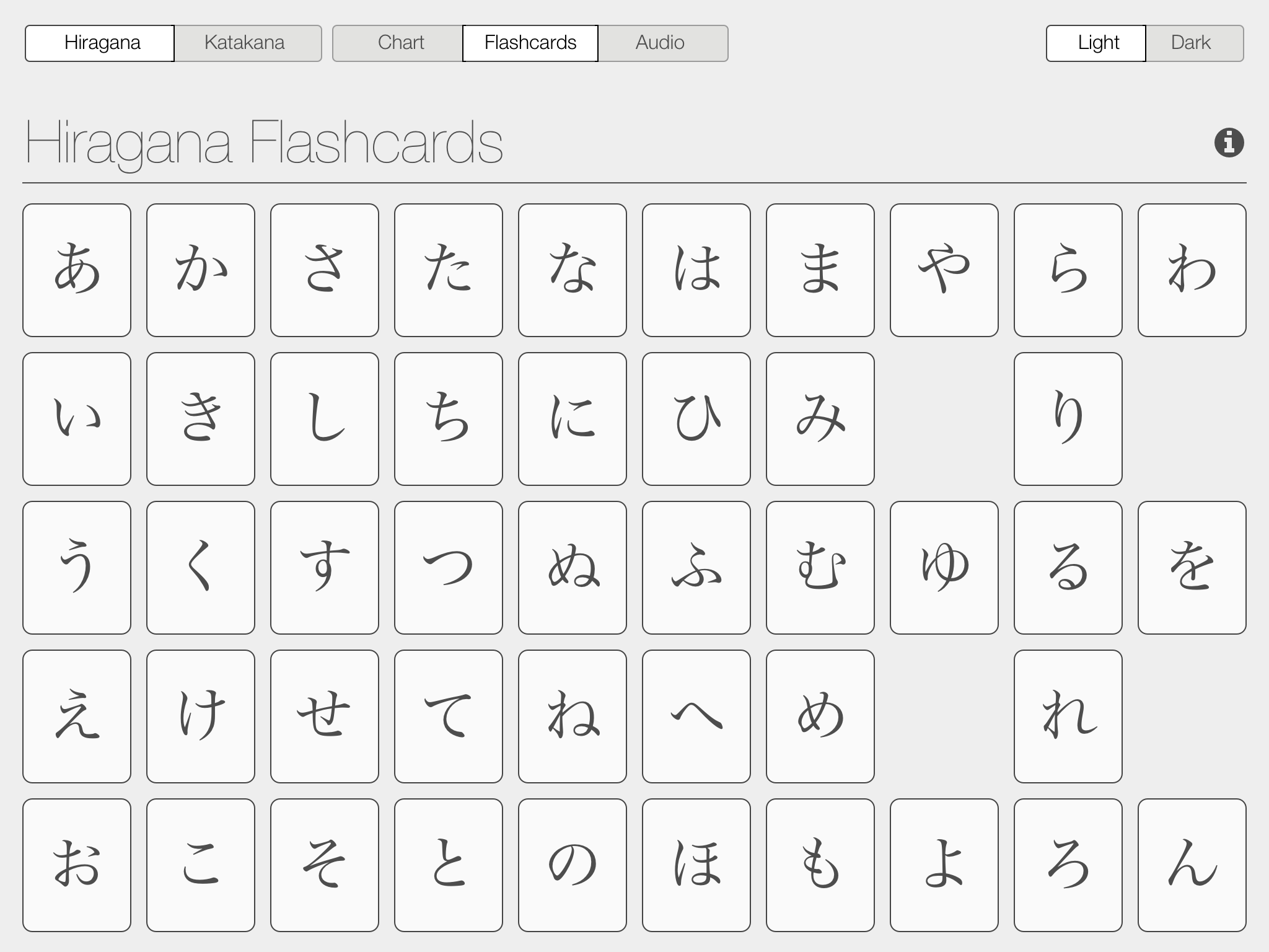 Hiragana Stroke Chart